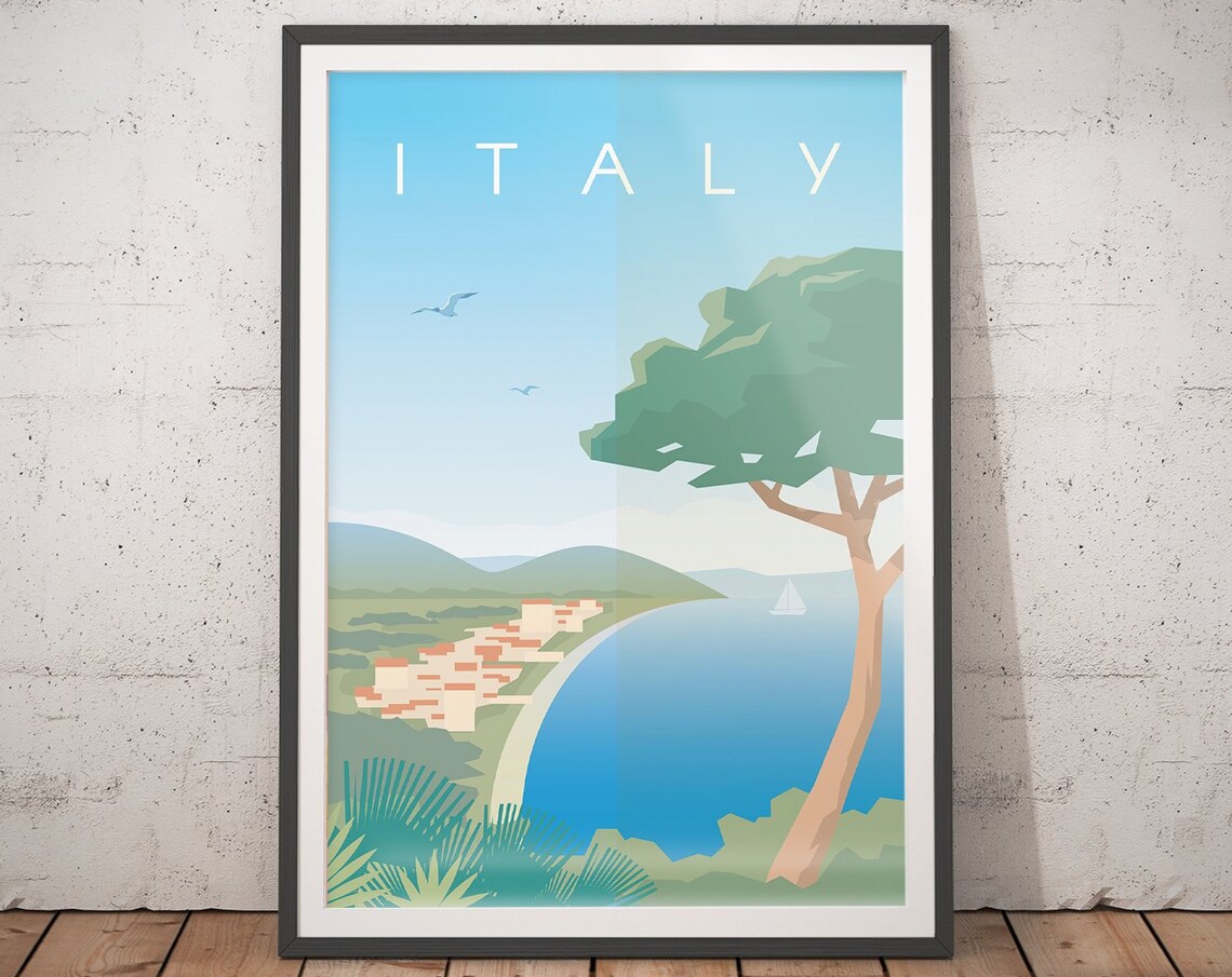 Italy Vintage Travel Poster, Minimalist Art Print