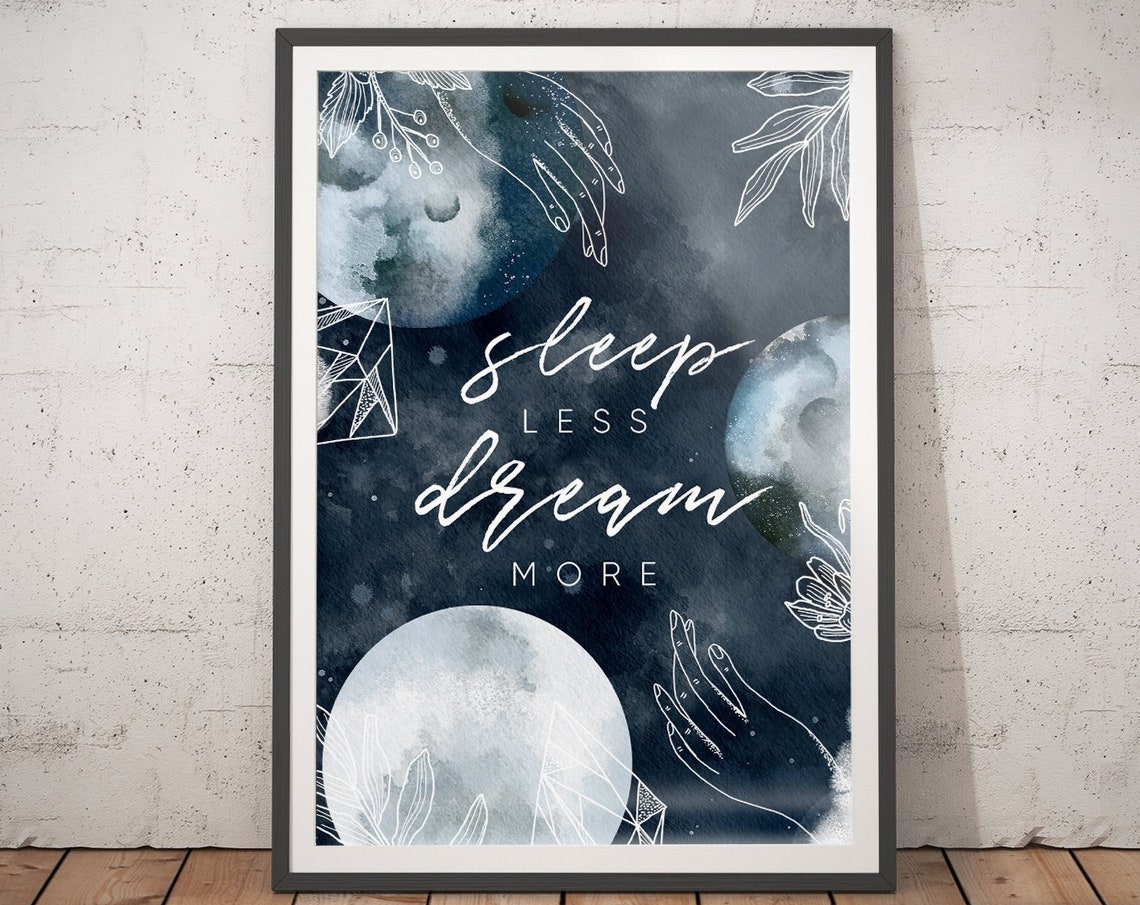 Sleep Less Dream More Mindfulness Gift Constellation Print Celestial Watercolor Astrology Gifts Astrology Poster Nursery Poster