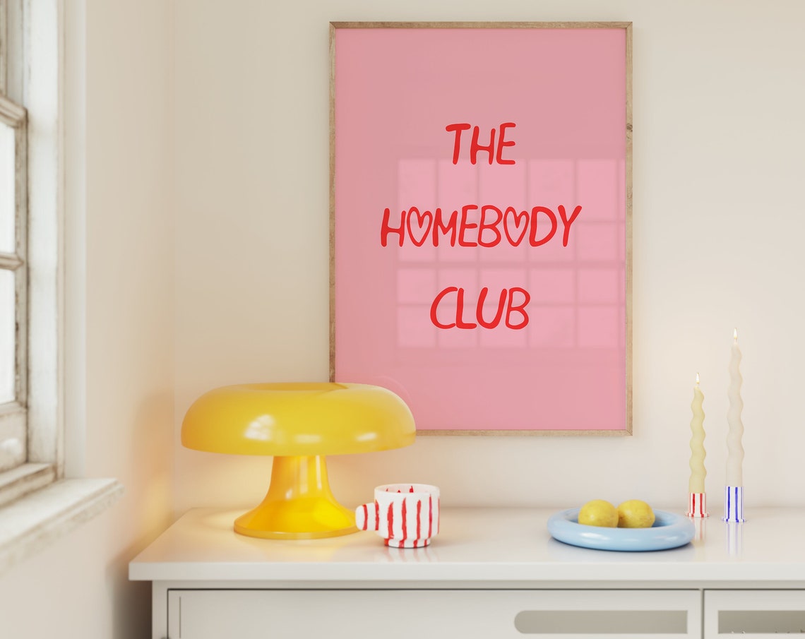 The Homebody Club Pink Self Care Cozy Quote Typography Poster - Image 6