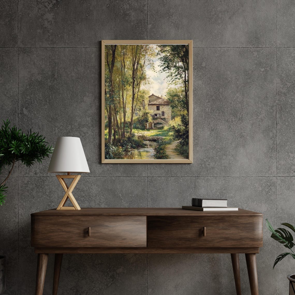 Farmhouse Oil Painting Vintage Rustic Landscape Wall Art Living Room Decor Cottagecore Country Landscape Wall Art Vintage Art 690 - Image 3