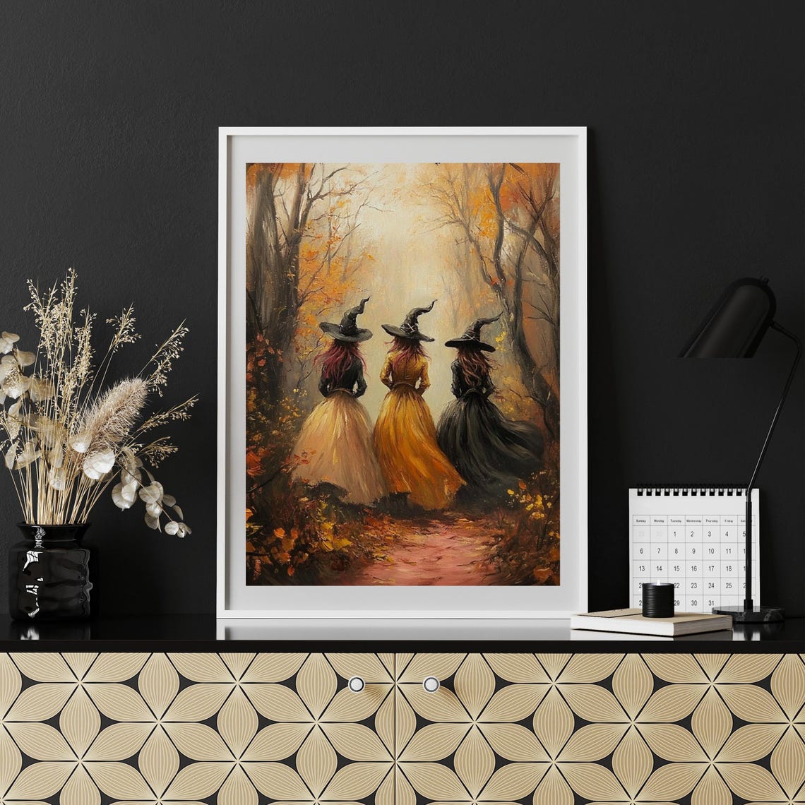 Three Witches Walking into Autumn Forest Dark Academia Poster - Image 5