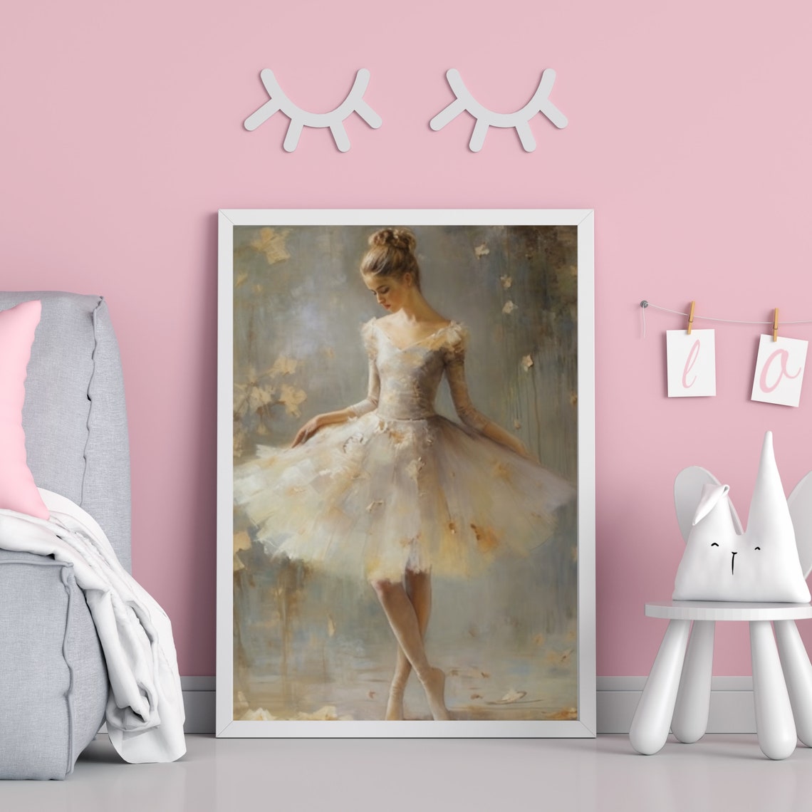 Vintage Nursery Decor Ballerina Painting Girls Room Wall Decor Ballet Dancer Art Girly Wall Art Moody French Art 583 - Image 6
