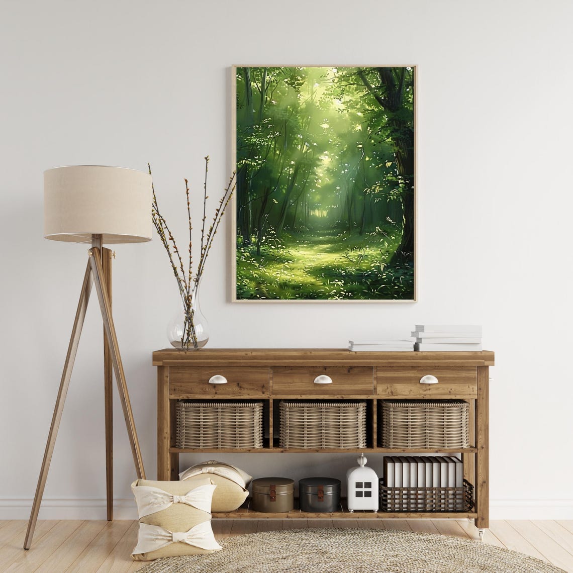 Sunlit Green Forest Light Through Trees Woodland Landscape Poster - Image 4