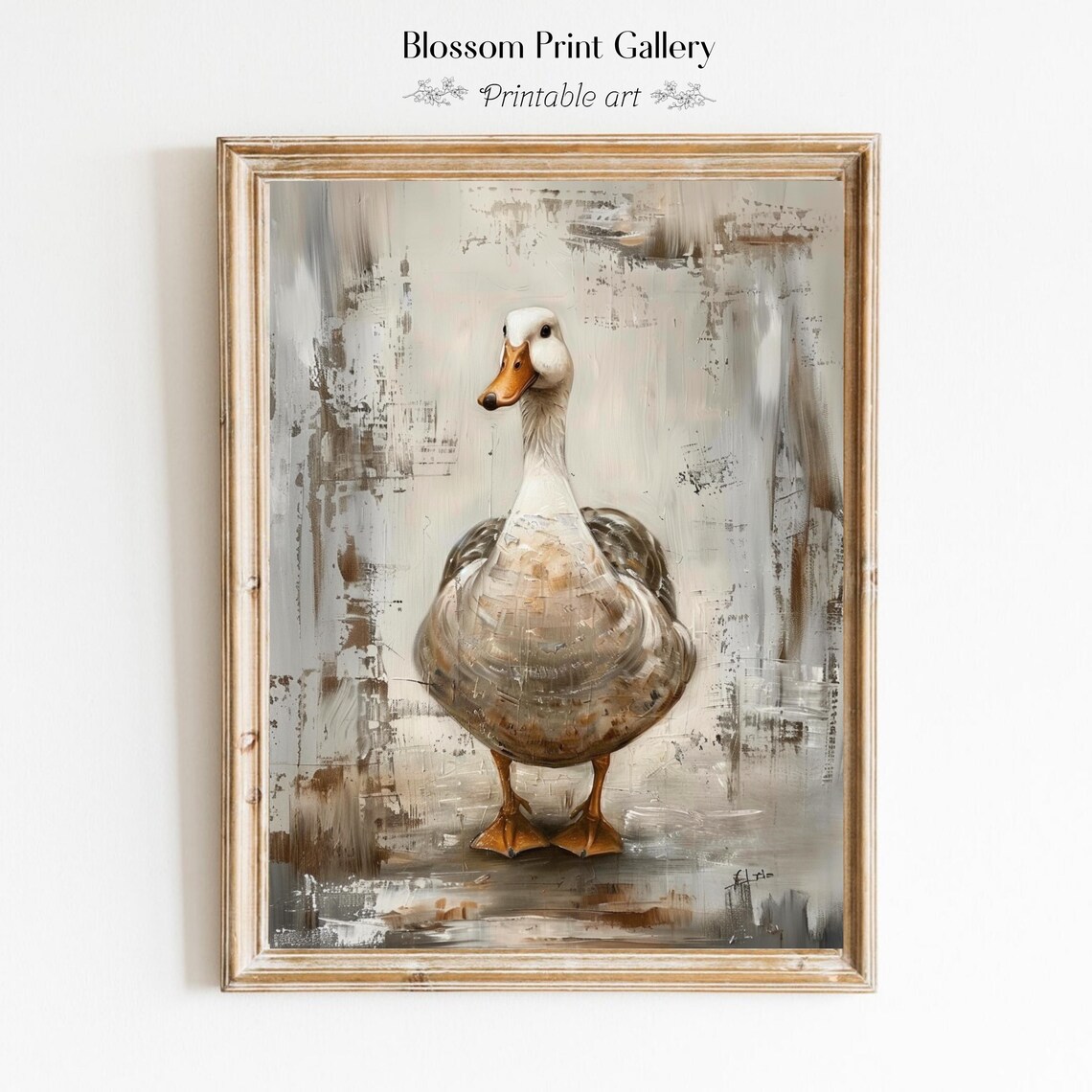 Goose Vintage Duck Art, Farmhouse Rustic Decor