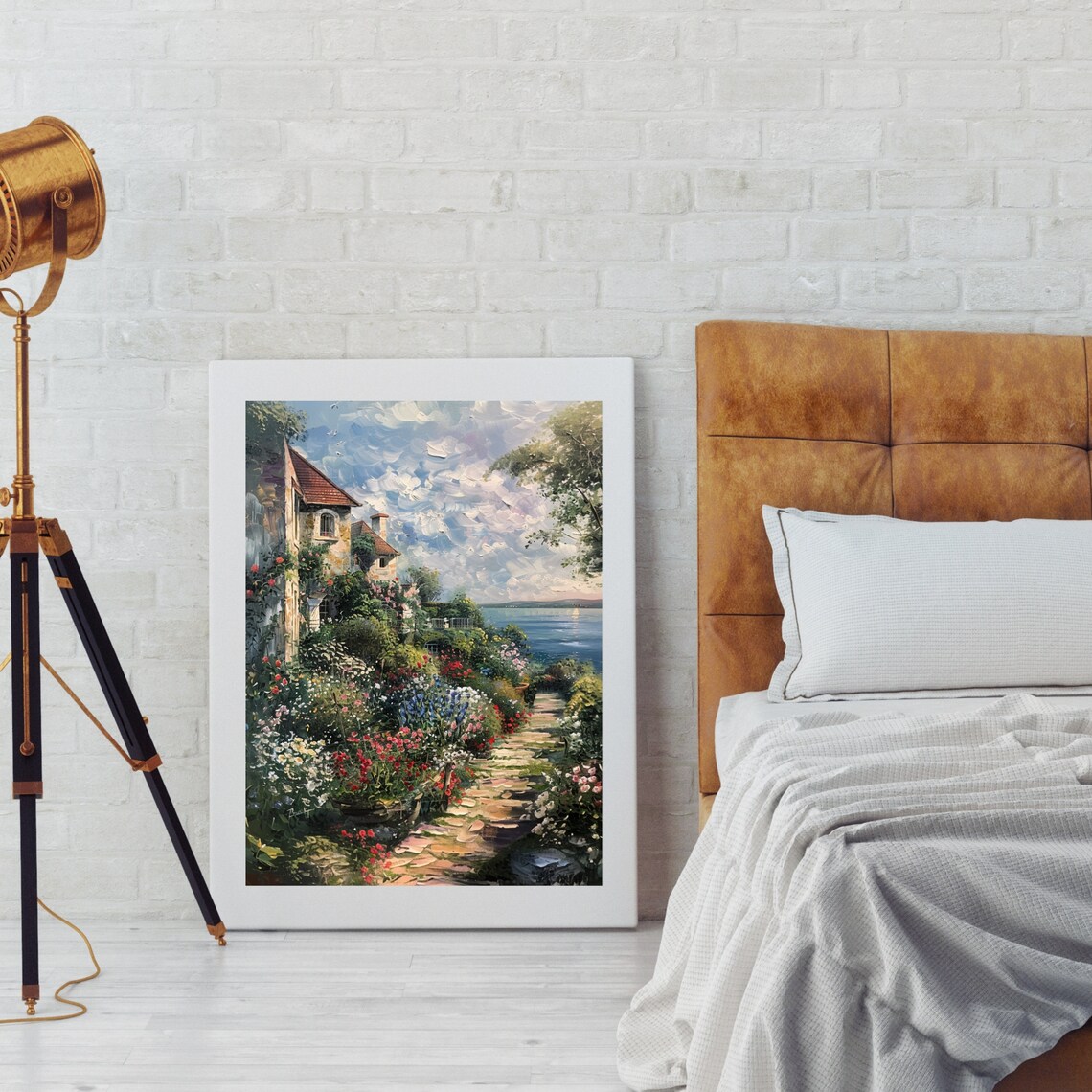Mediterranean Villa On A Hillside With A Flower Garden And Sea View Print - Image 5