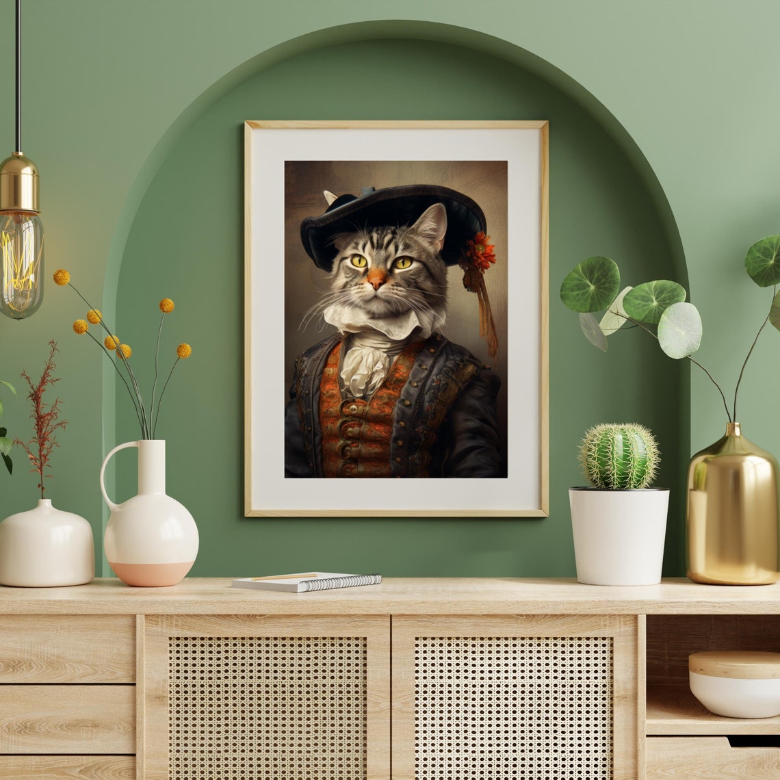 Royal Cat Portrait Renaissance Costume Tabby Nobleman Funny Art Poster - Image 5