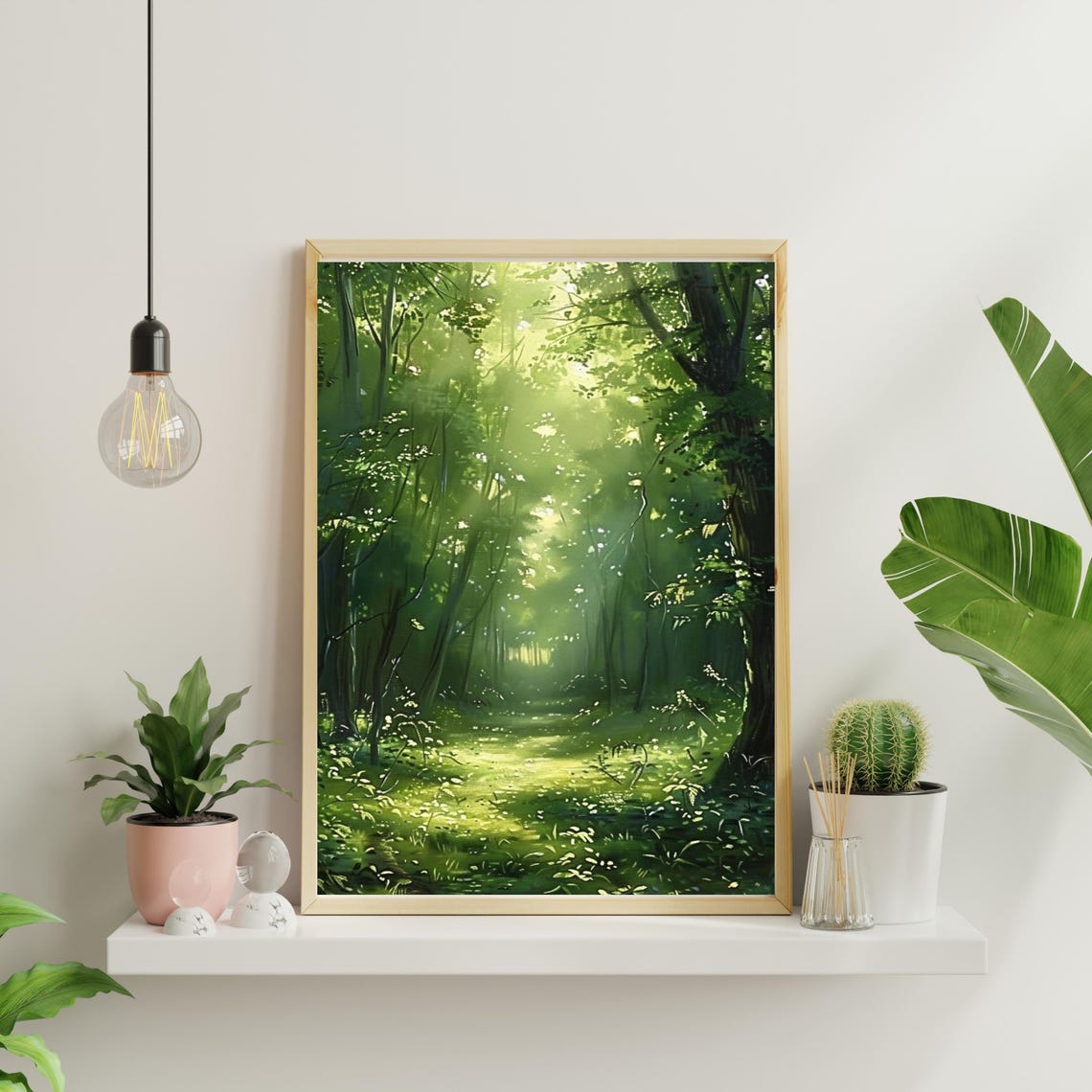 Sunlit Green Forest Light Through Trees Woodland Landscape Poster - Image 3