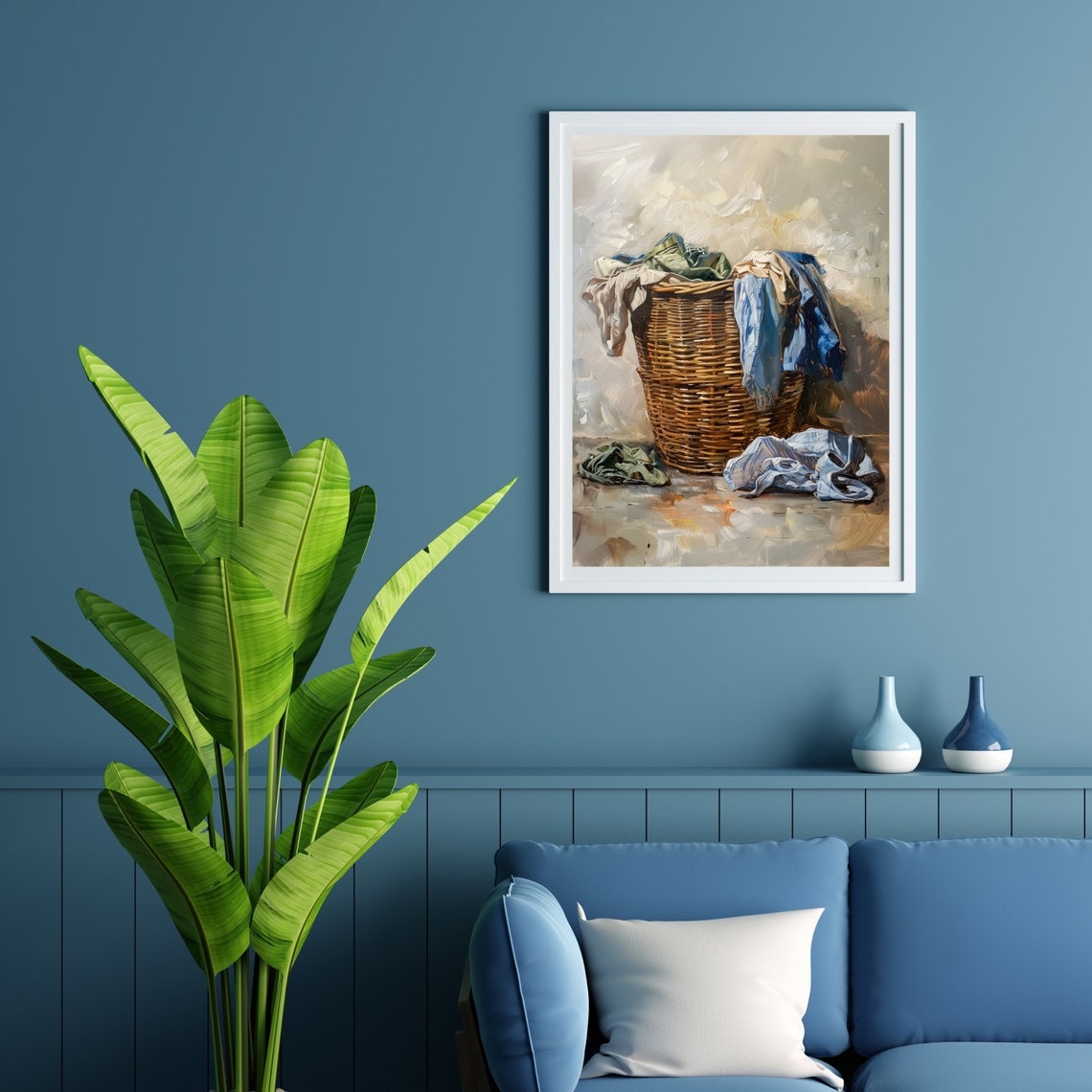 Wicker Laundry Basket Still Life Oil Painting Rustic Charm Poster - Image 6