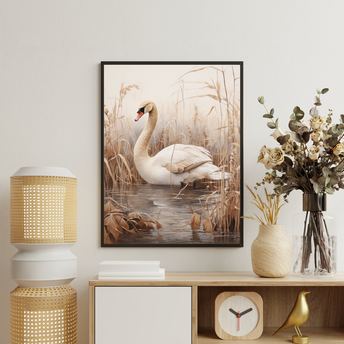Vintage Swan Painting, Rustic Farmhouse Art Print - Image 6