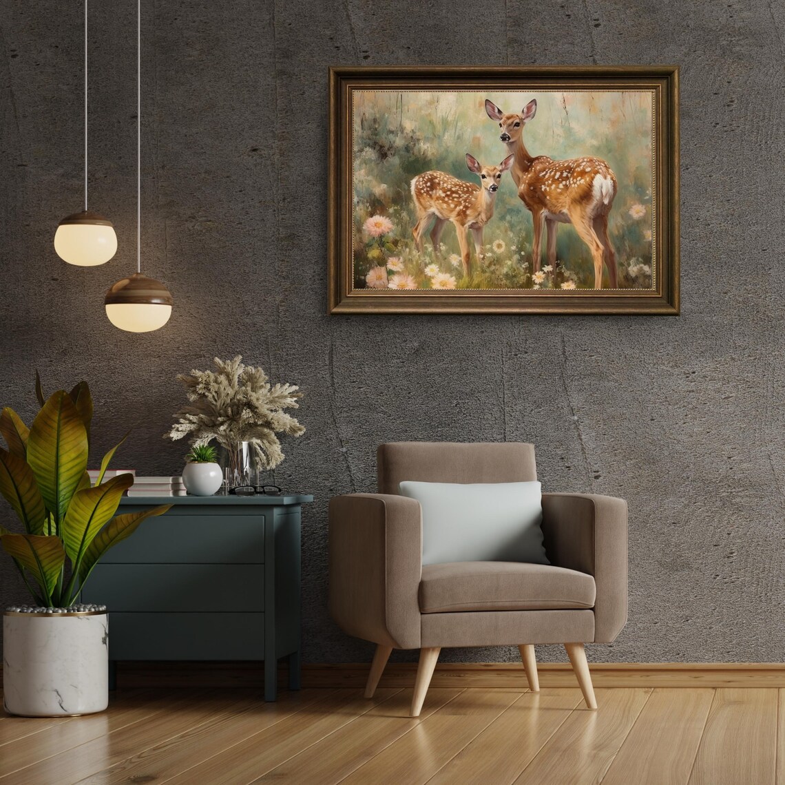 Vintage Fawn Painting, Rustic Deer Nursery Decor - Image 6