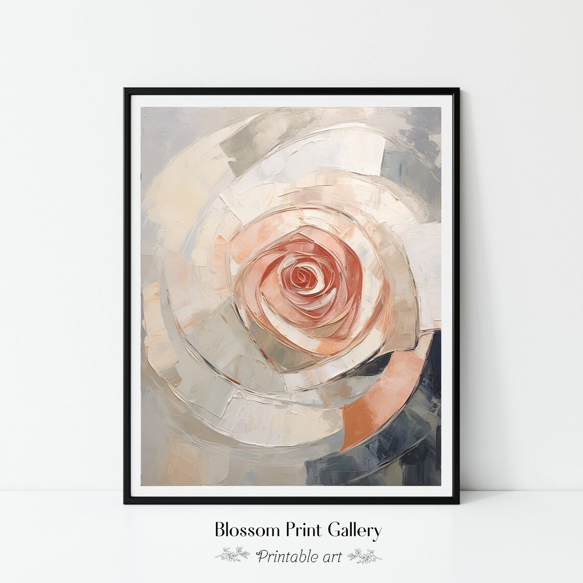 Blush Pink Abstract Rose Impasto Oil Painting Minimalist Poster