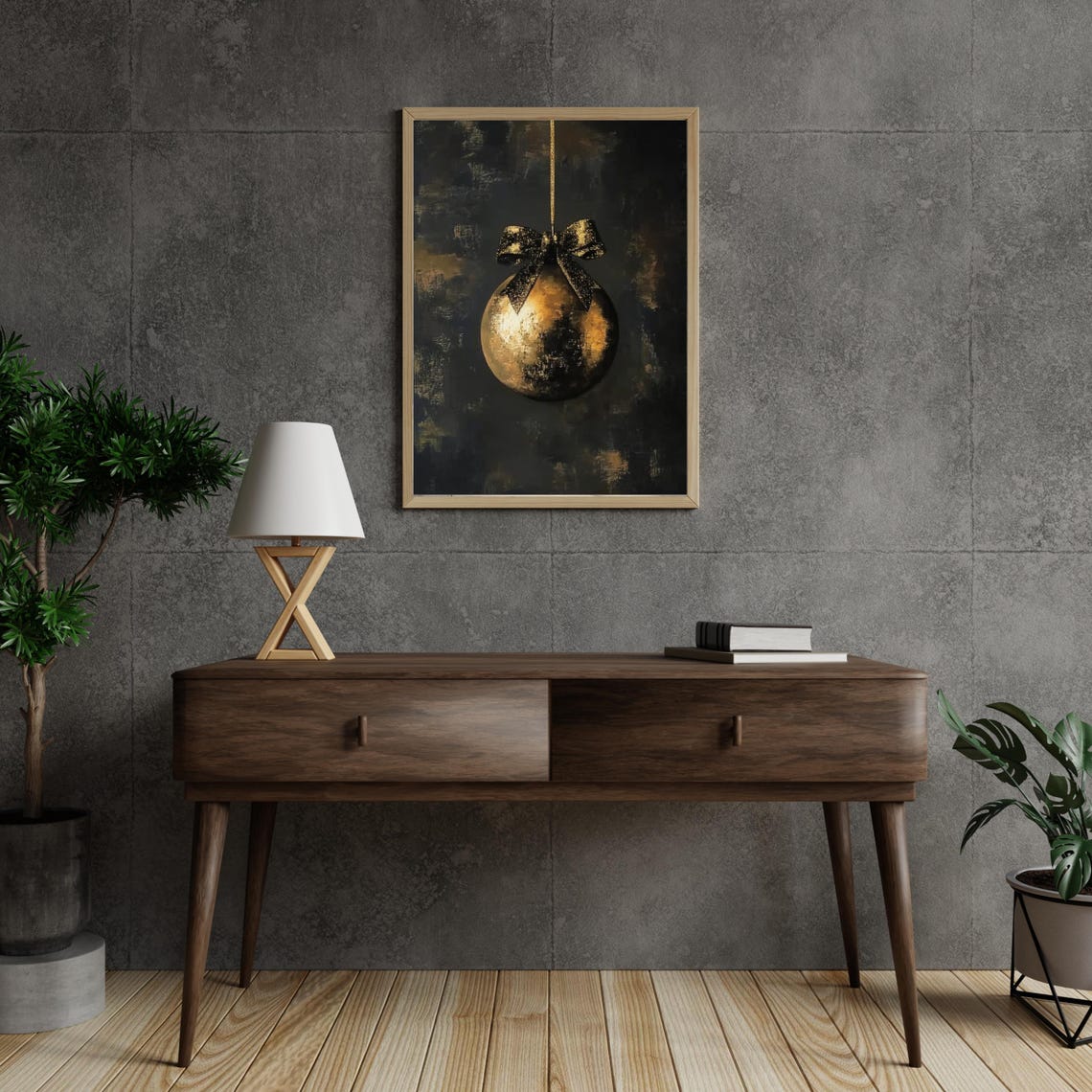 Vintage Christmas Ornament Moody Christmas Print Winter Oil Painting Holiday Wall Art Moody Christmas Decor Dark Festive 777 - Image 3
