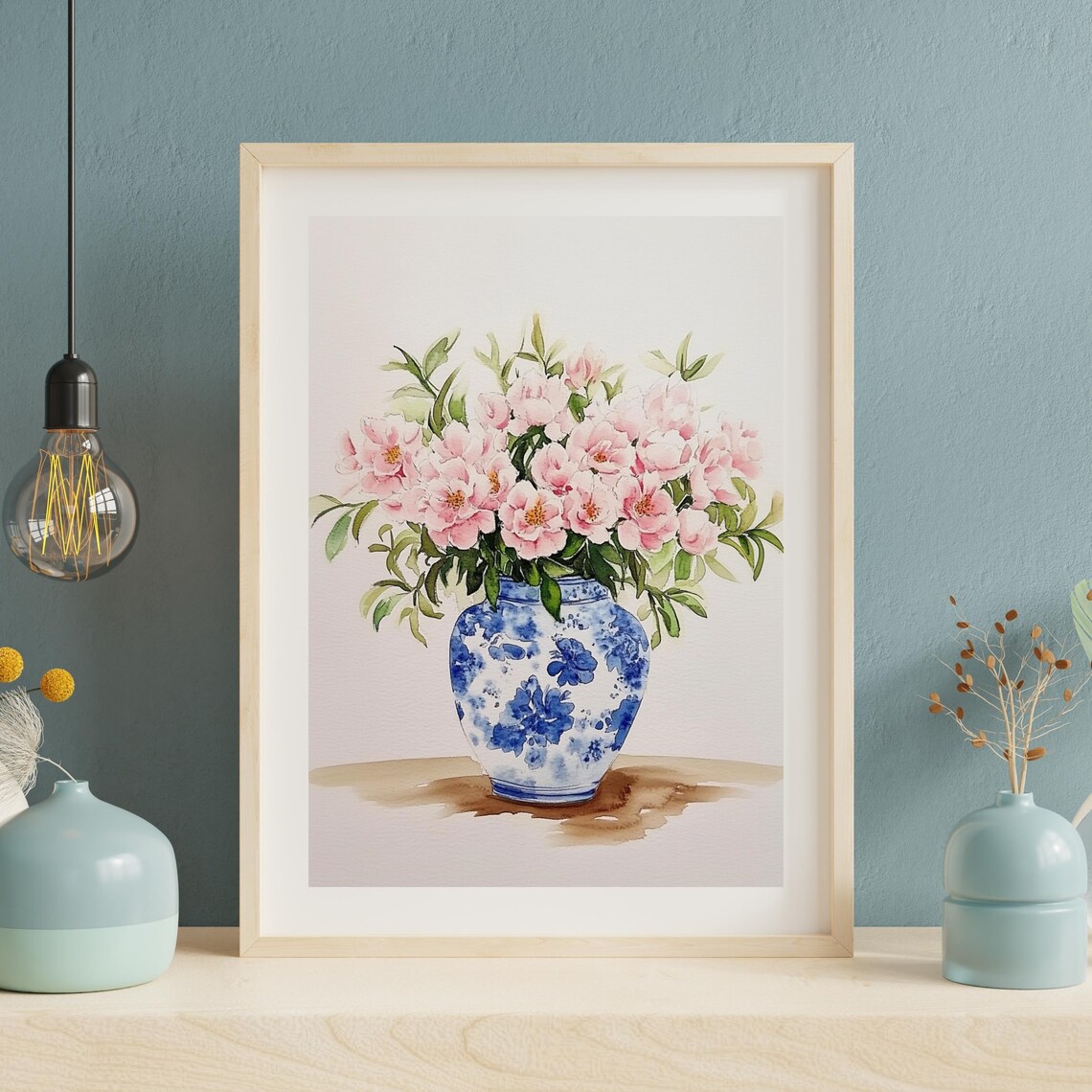 Watercolor Flower Bouquet Botanical Minimalist Bohemian Print - Image 2