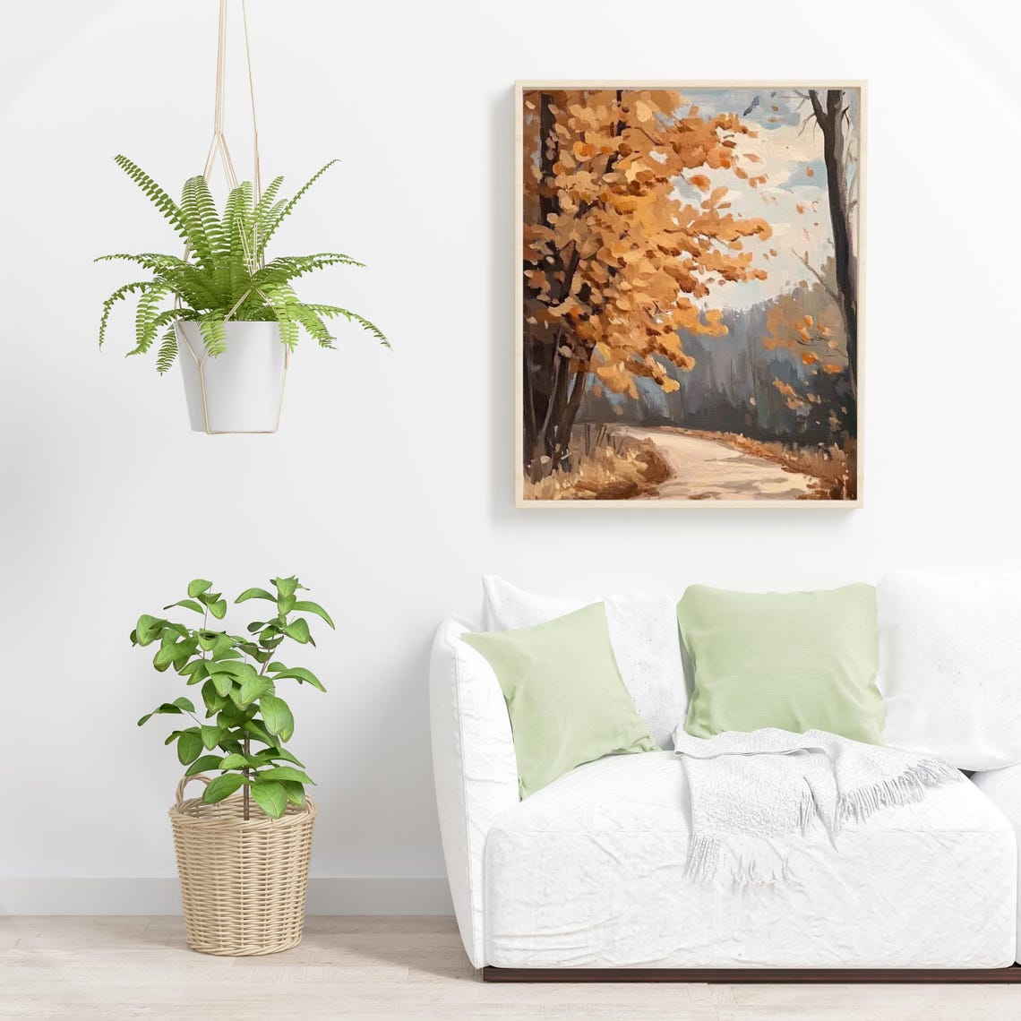 Golden Autumn Forest Path Vintage Oil Painting Landscape Poster - Image 4