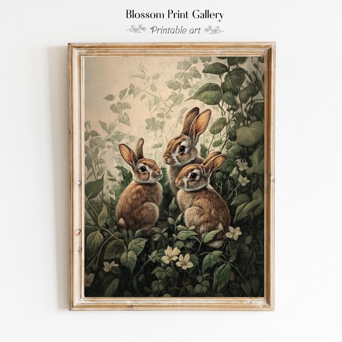 Vintage Style Bunny Painting, Rustic Hare Art