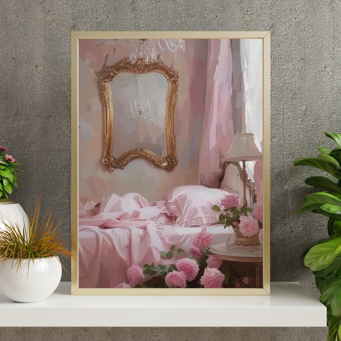 Pink Room Print Vintage Home Decor Art Coquette Pink Wall Art Oil Painting Soft Girl Era Light Academia Wall Art Girl Room 578 - Image 2