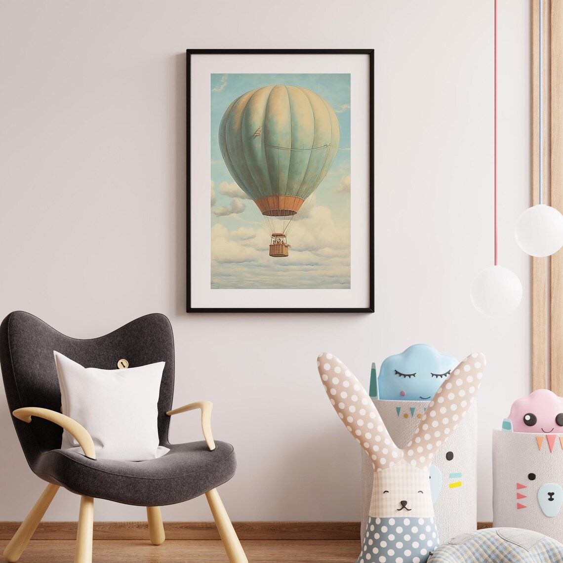 Vintage Whimsical Hot Air Balloon Art Print - Image 3