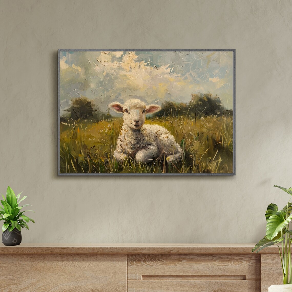 Easter Lamb Rustic Countryside Art Print - Image 5