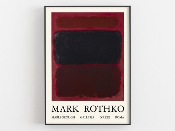Mark Rothko Exhibition Poster Color Field Museum Art Print Abstract Expressionism Black Brown On Maroon Painting Office Wall Decor
