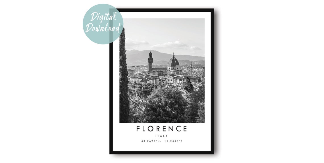 Florence Duomo Cathedral Tuscany Black and White Italy Poster