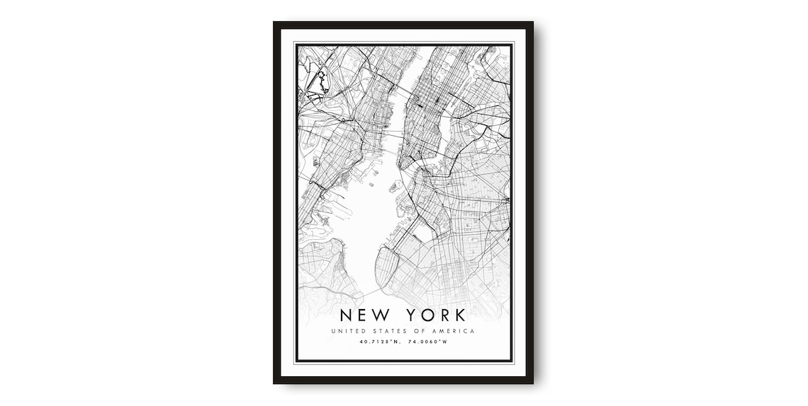 New York Minimalist Map, Travel Poster