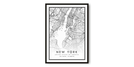 New York Minimalist Map, Travel Poster