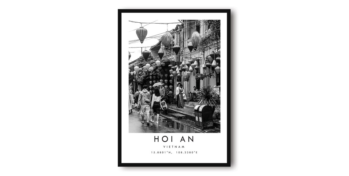 Hoi An Vietnam Black And White Travel Poster