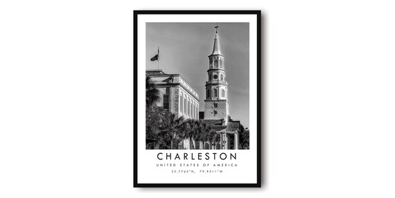 Charleston Travel Poster Minimalist City Map Art Print