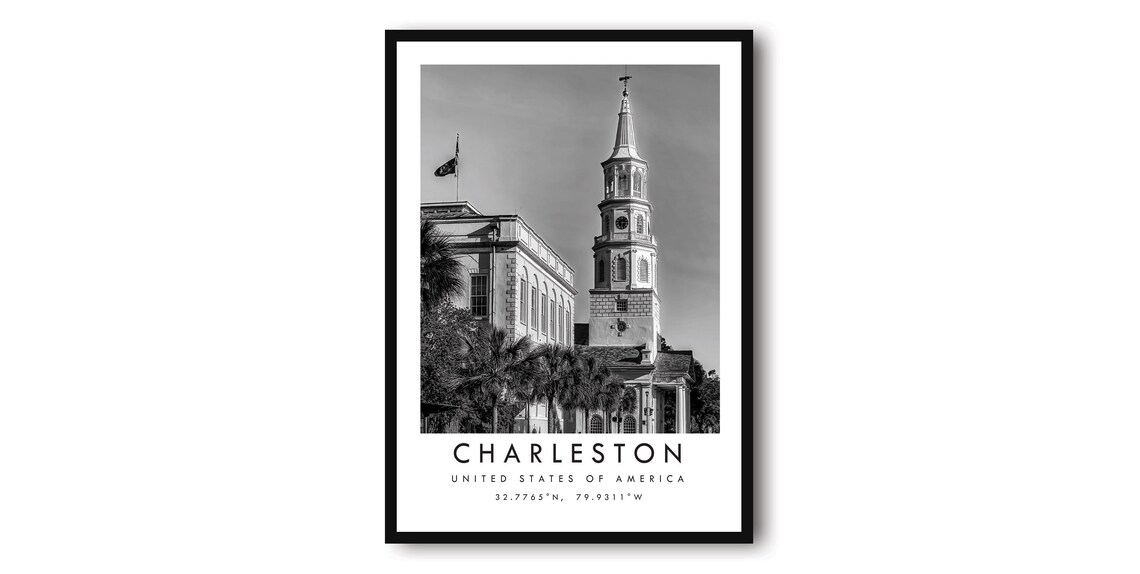 Charleston Travel Poster Minimalist City Map Art Print