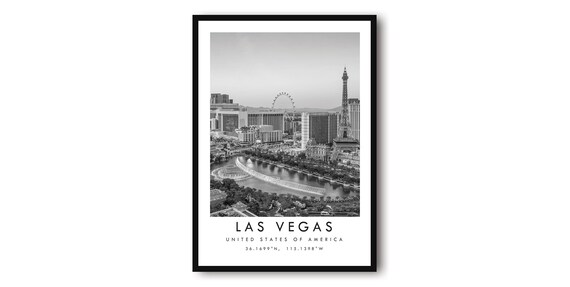 Las Vegas Black And White Cityscape Travel Poster