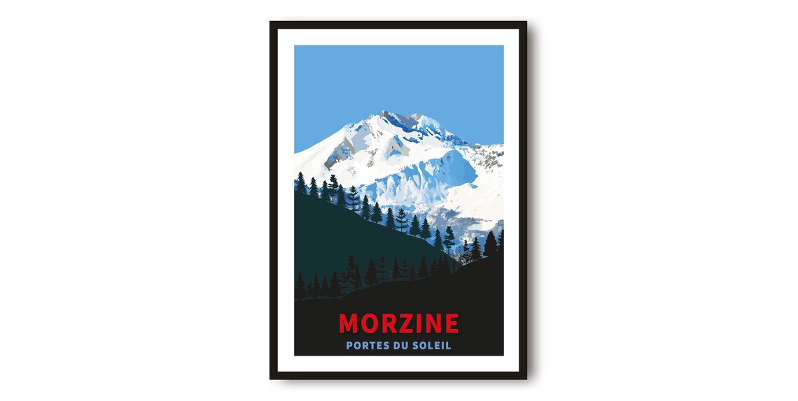 Morzine Skiing Travel Poster, France Ski Print