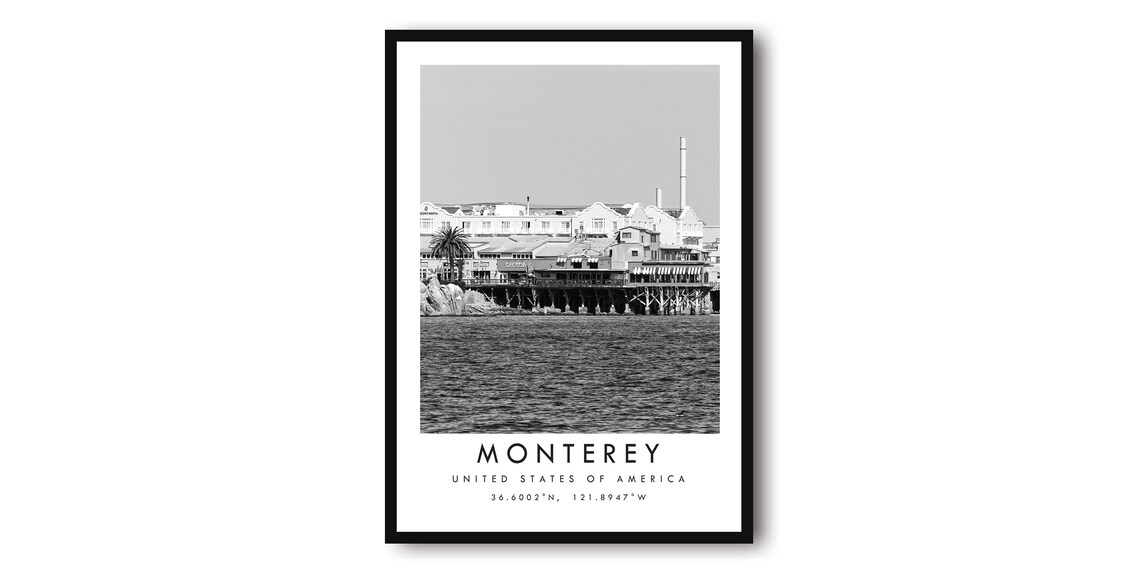 Monterey Black and White Travel Poster Art Print
