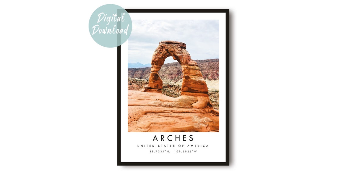 Delicate Arch at Arches National Park Utah Desert Color Travel Poster