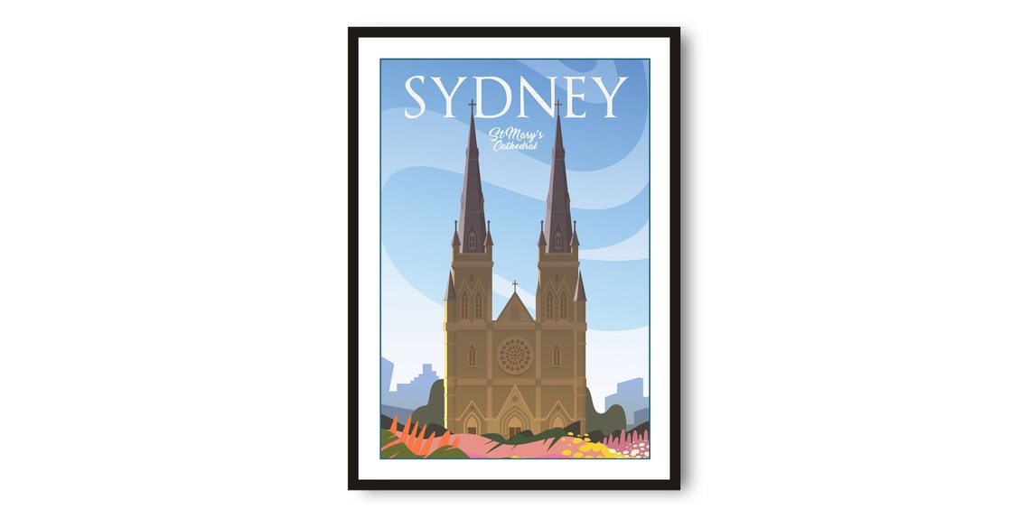 Sydney Australia Travel Poster Colorful Minimalist Print