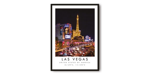 Las Vegas Night Skyline Art Print Nevada Travel Poster
