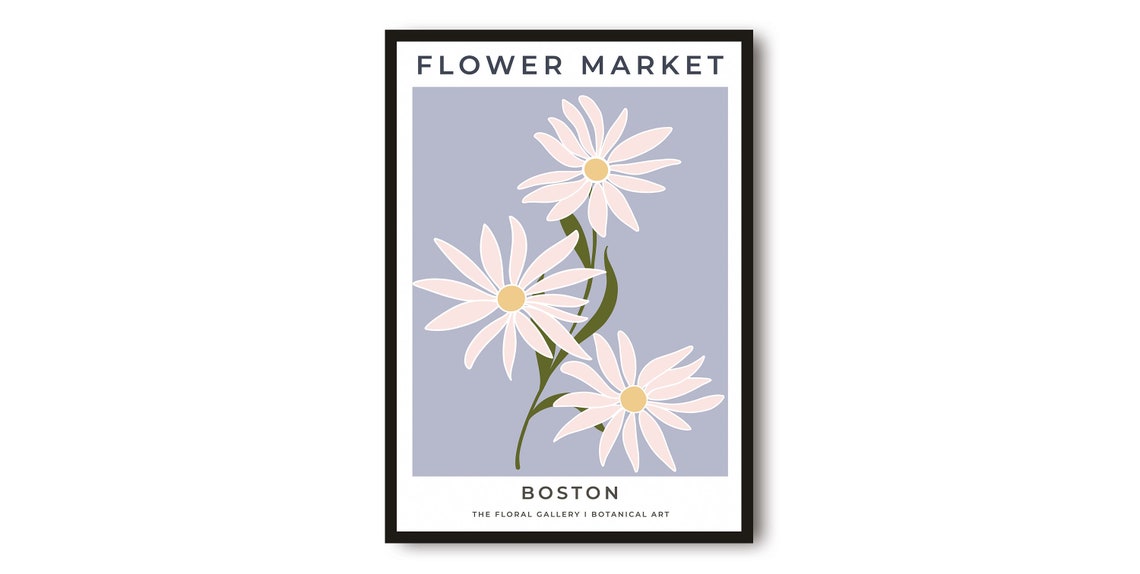 Boston Flower Market Delicate White Daisy Botanical Art Poster