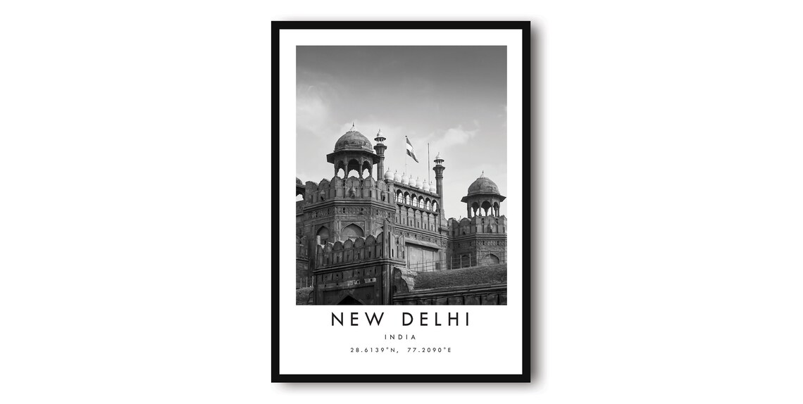New Delhi Travel Poster, Minimalist India Wall Art