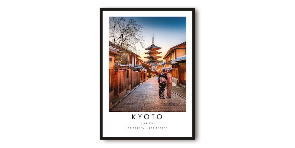 Kyoto Travel Poster, Minimalist Japan Decor
