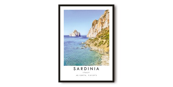 Sardinia Coast Italy Travel Poster, Coastal View