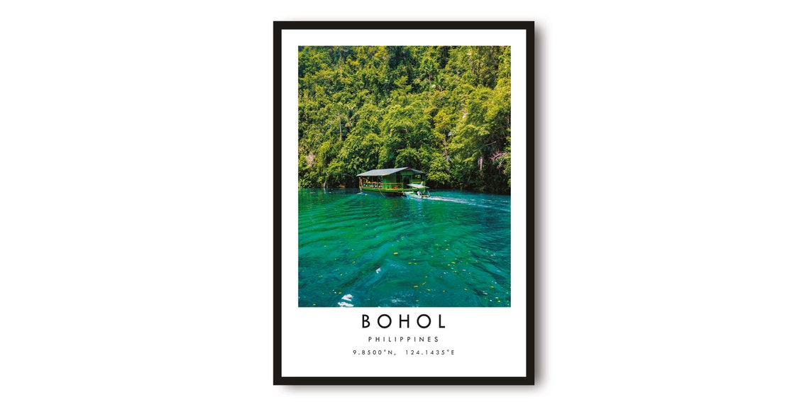 Bohol Philippines Jungle River Boat Tropical Island Travel Poster