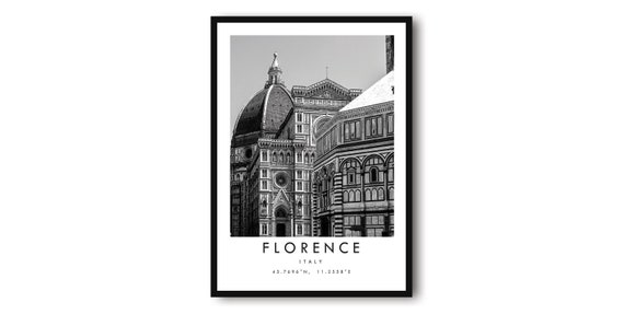 Florence Travel Poster, Black And White Italy