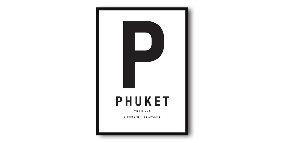 Phuket Thailand Typography With Coordinates Minimalist Travel Poster