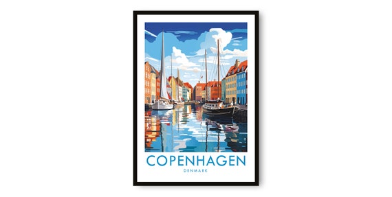 Copenhagen Travel Poster, Denmark Decor Print