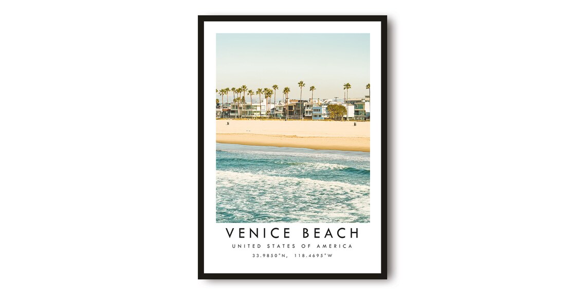 Venice Beach Los Angeles Travel Poster, Art Print