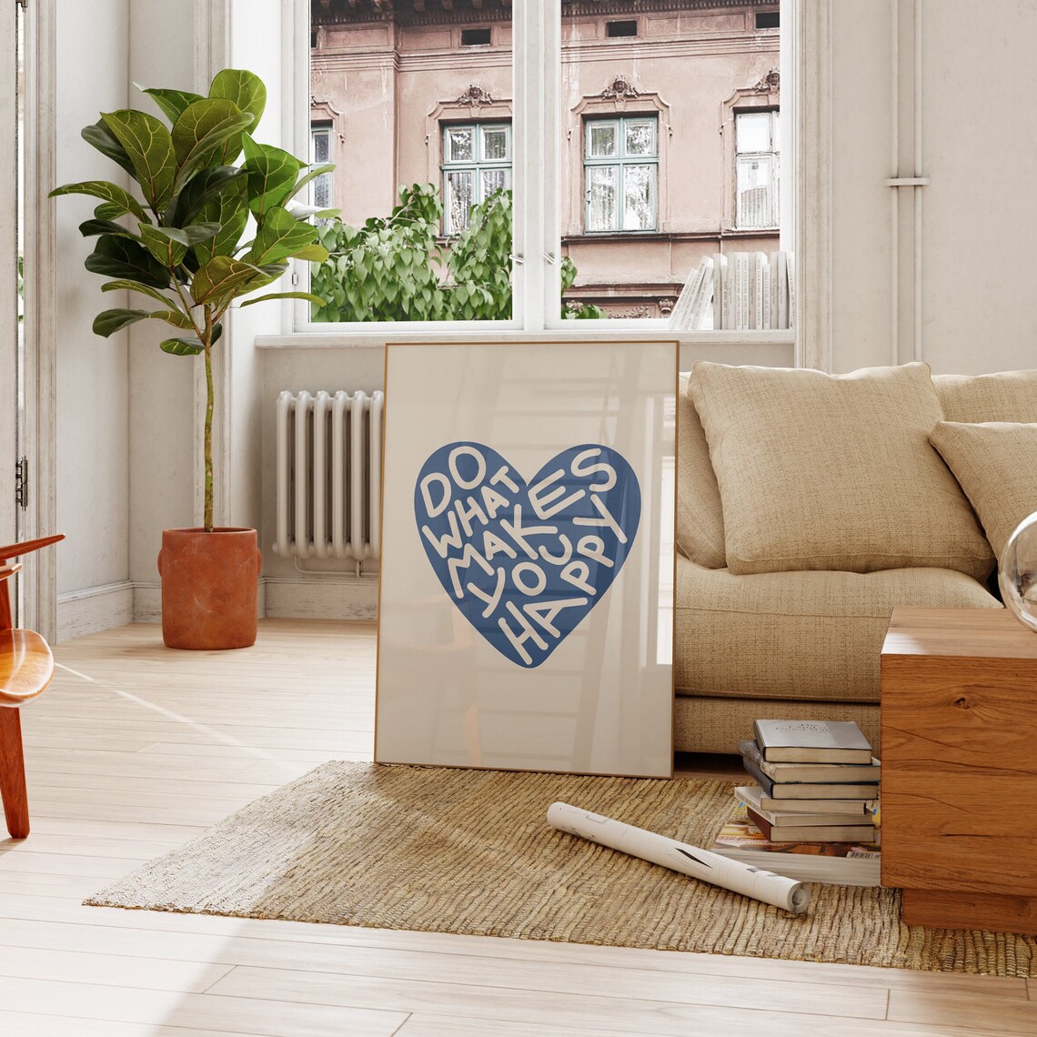Blue Heart Print, Retro Preppy Y2K Art Print - Image 3