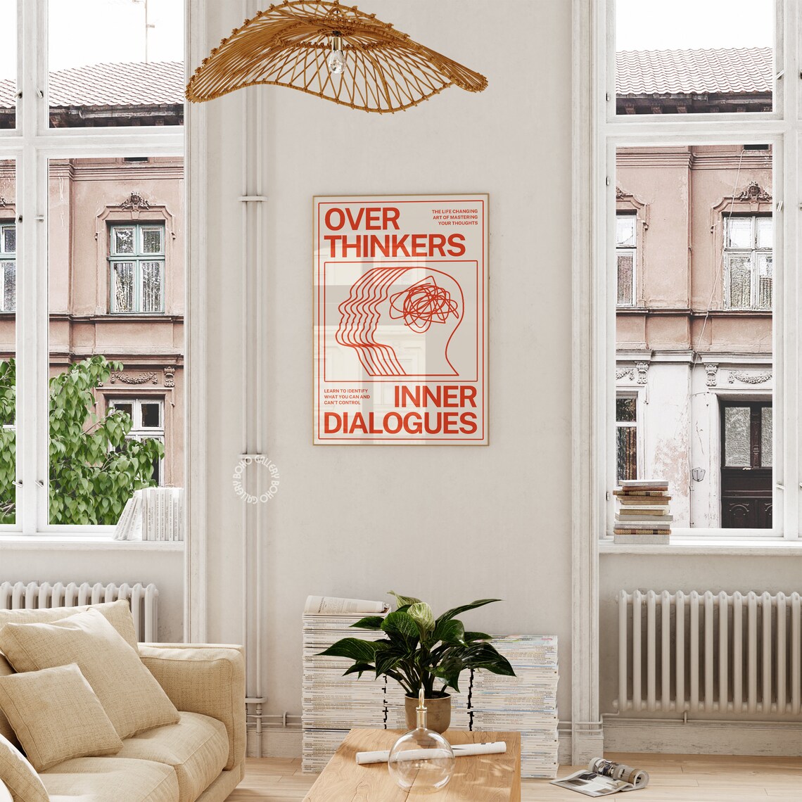 Overthinkers Orange Retro Psychedelic Art Print - Image 2