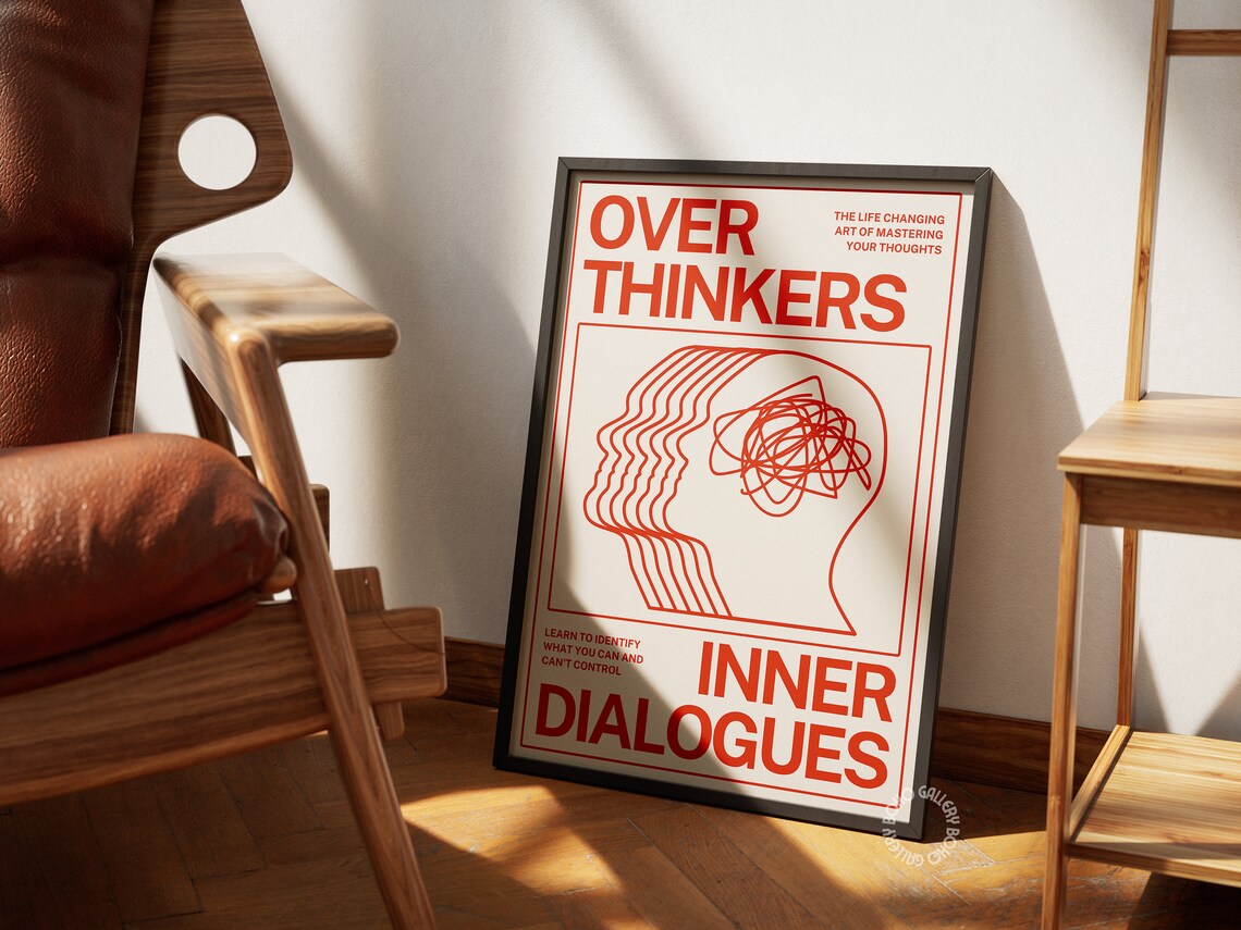Overthinkers Orange Retro Psychedelic Art Print - Image 3