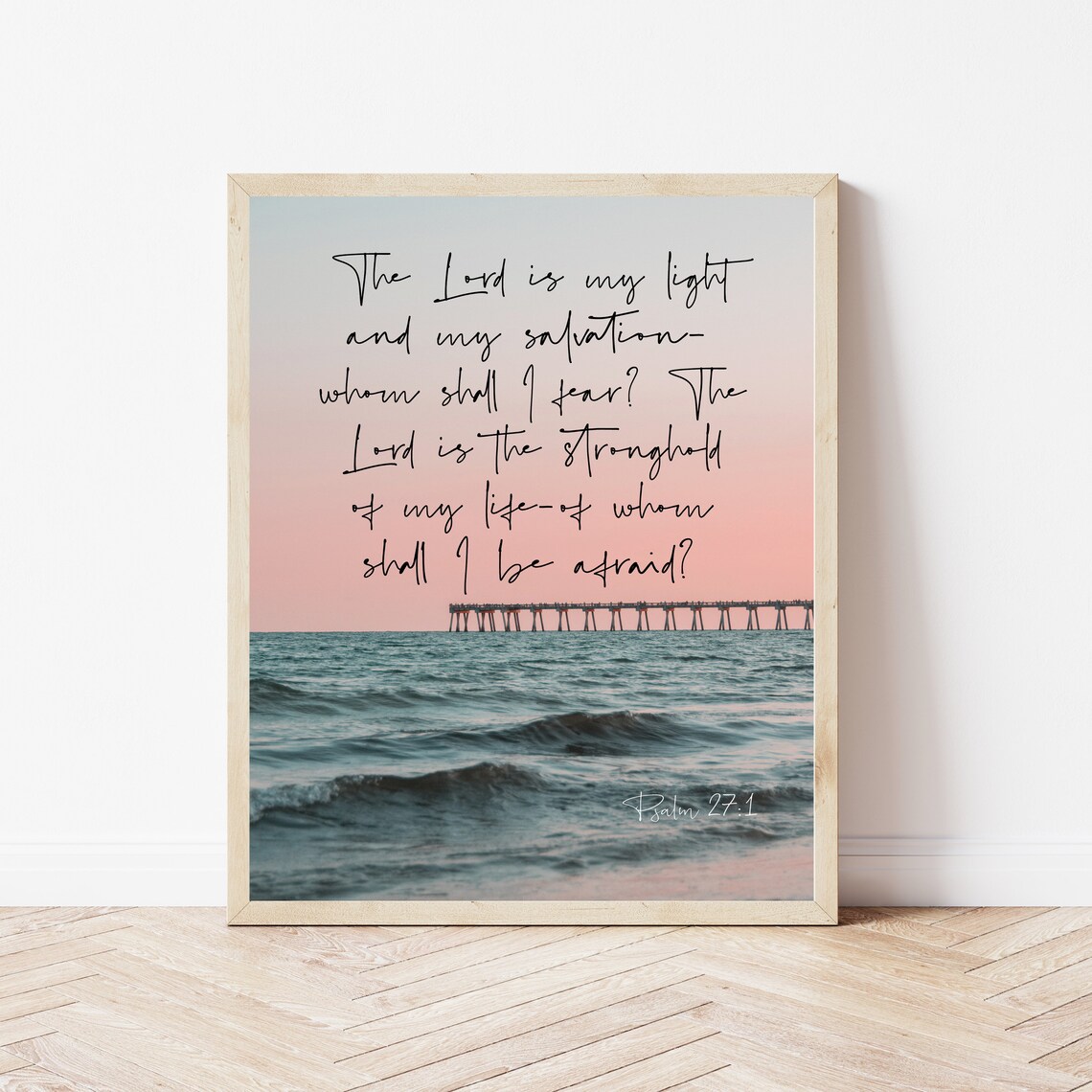 Psalm 27 Bible Verse Wall Art Print, Christian Decor