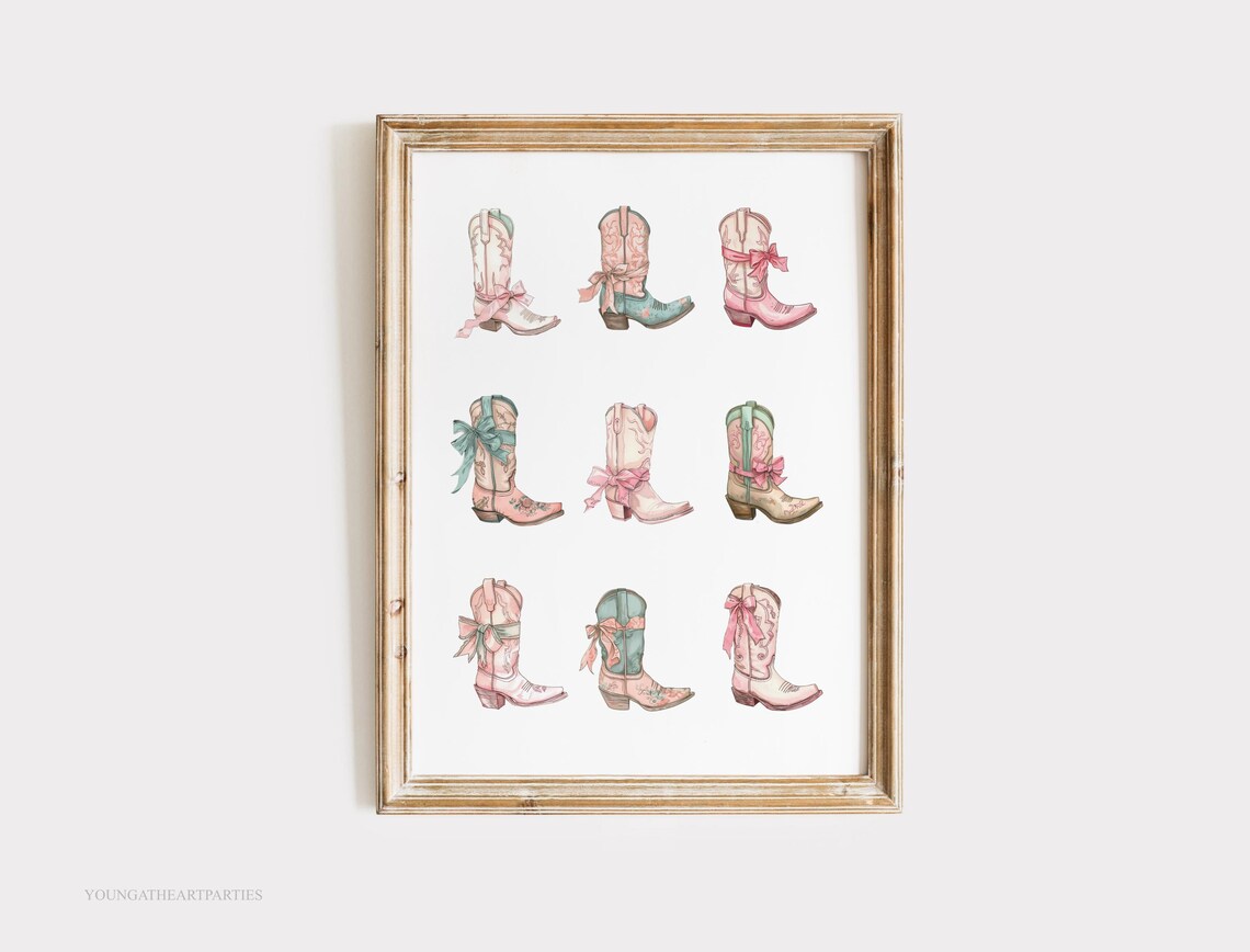 Cowgirl Boot Print Cowgirl Boots Poster Bedroom Decor Pink Blue Print Preppy Dorm Room Western Wall Art Room Decor For Teens Art - Image 6