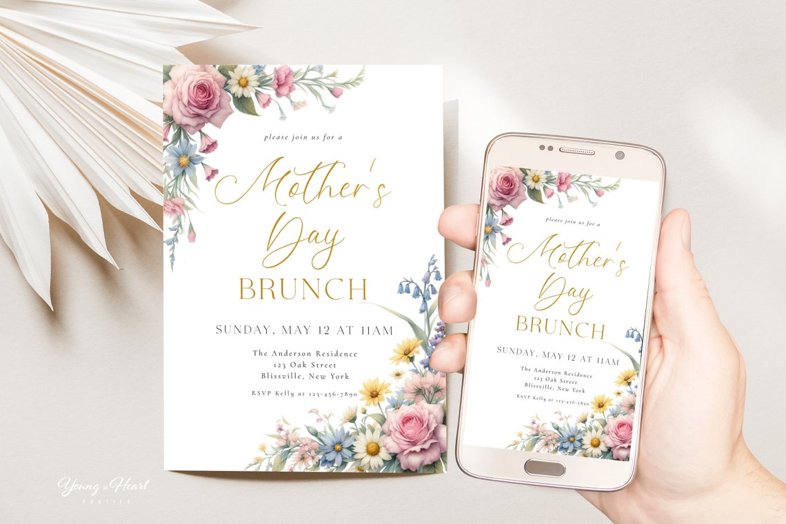 Floral Mothers Day Brunch Invitation Template Spring Wildflower Print - Image 5